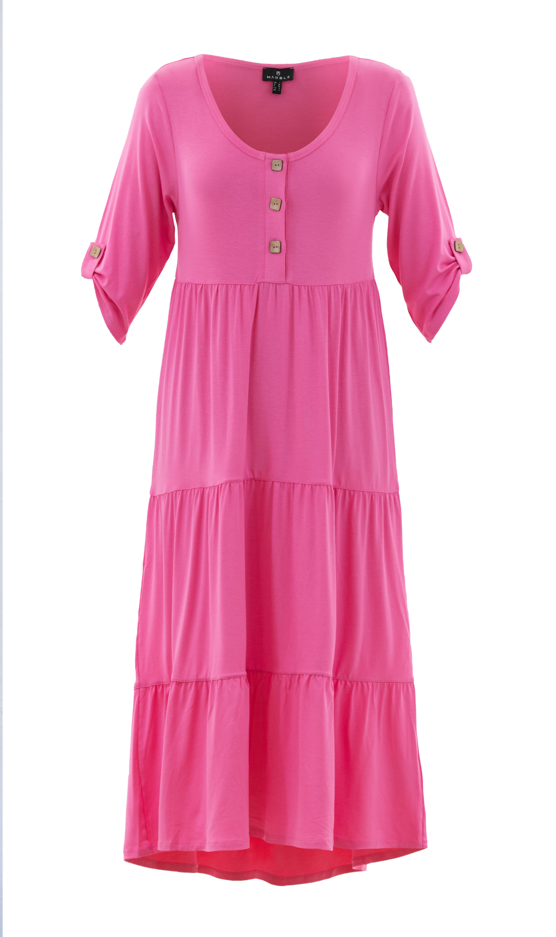 Marble 6575 Sleeved Dress - Pink - Colours of Cowbridge
