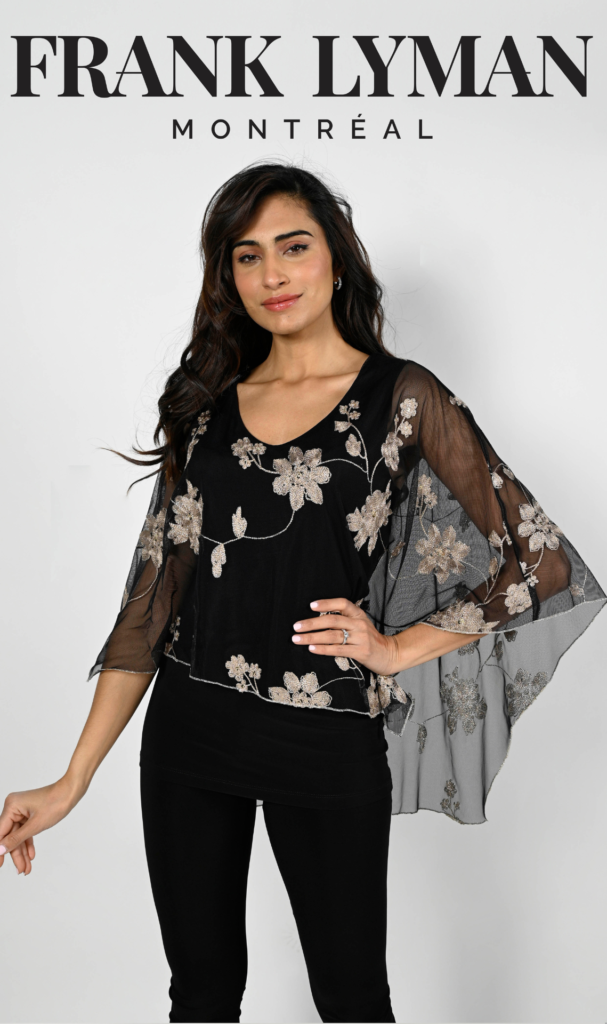 Frank Lyman 229328 - Embroidered Overlay Top - Black/Gold - Colours of ...